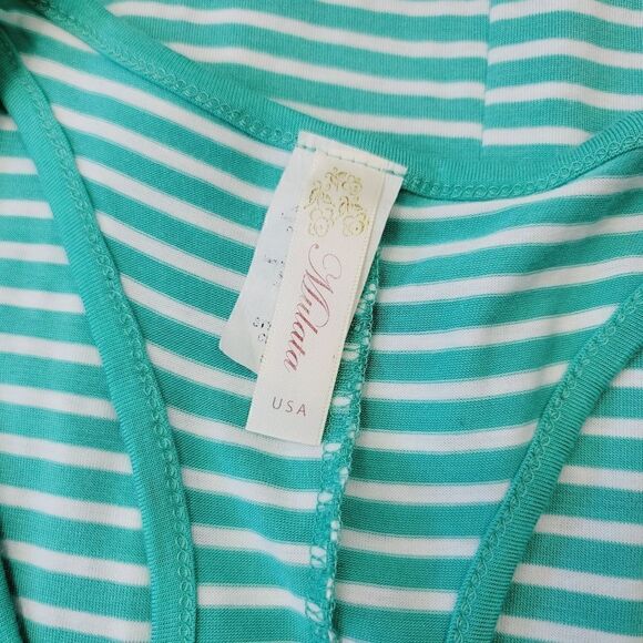 NEW Vintage 90s Y2K Mulata Racerback Tank Striped Maxi Dress in Turquoise Sz S - Picture 9 of 12